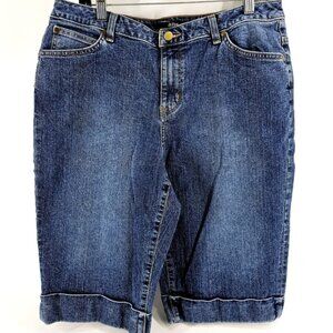 a.n.a. /A New Approach Size 14 Blue Summer Denim Cuffed 5 Pocket Mom Jeans Short